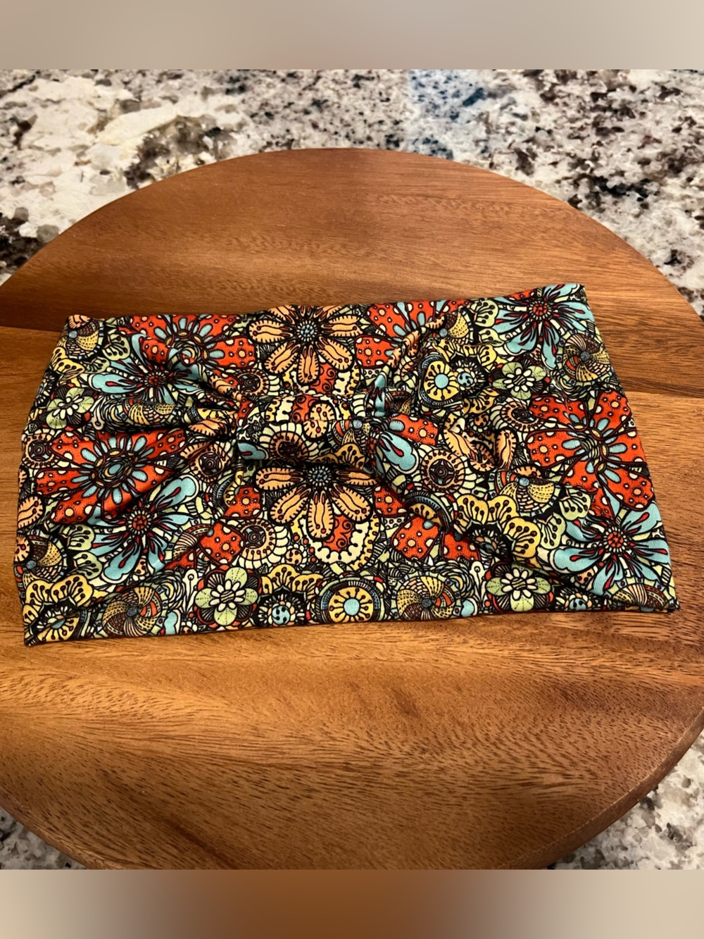 Women’s Floral Print Stretch Headband - Orange & Aqua